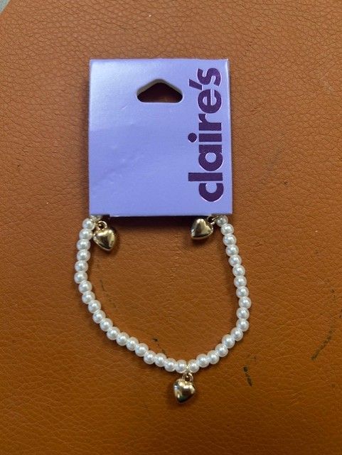Claire's Pearl Style Stretch Bracelet with Charms