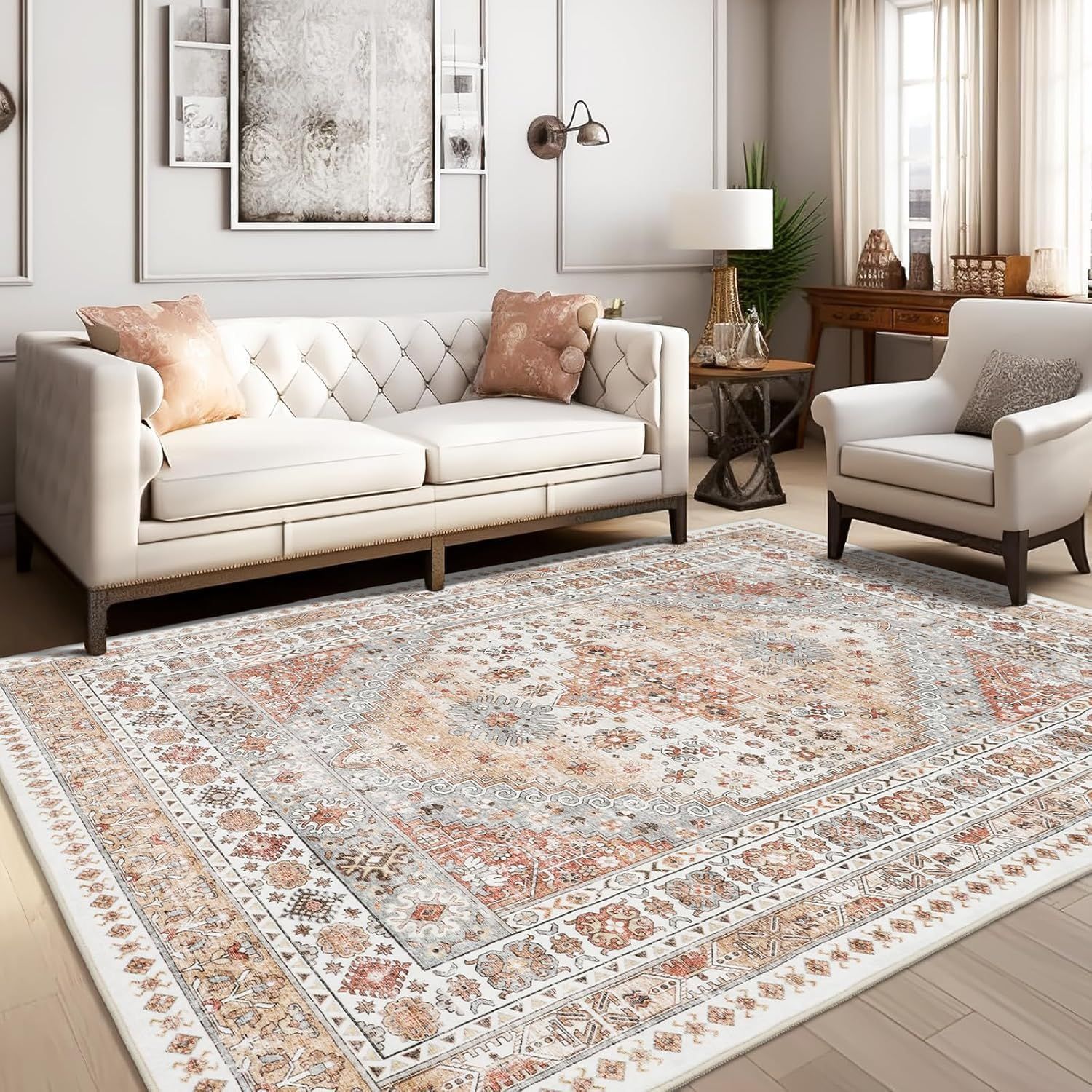 8'x10' Floral Boho Soft Faux Velvet Area Rug