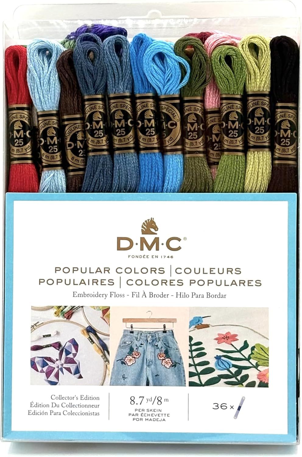 DMC Embroidery Popular Colors Floss Pack, Assorted, 8.7-Yard, 36/Pack