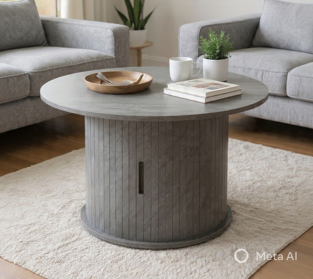 Modern 31.1" Fluted Round Living Room Coffee Table
