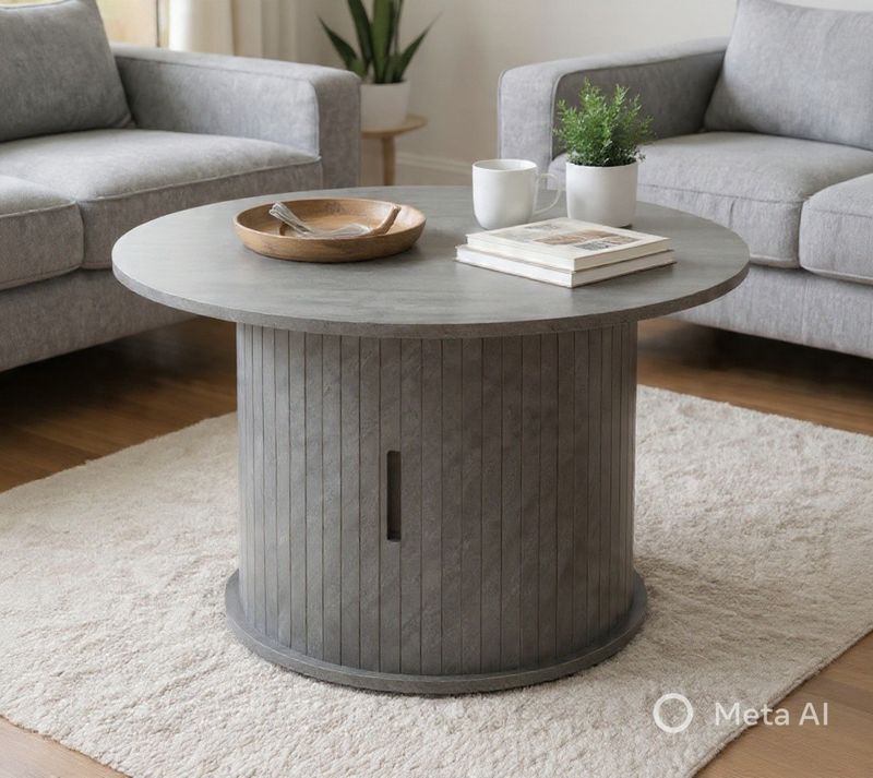 Modern 31.1" Fluted Round Living Room Coffee Table
