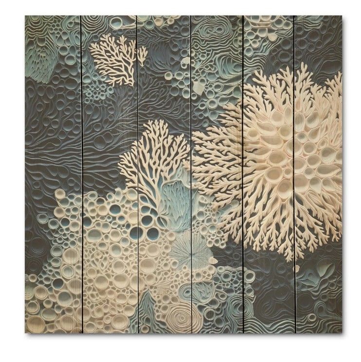 Highland Dunes Under Water Blue &amp; White Corals Collage