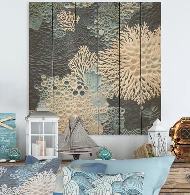 Highland Dunes Under Water Blue &amp; White Corals Collage