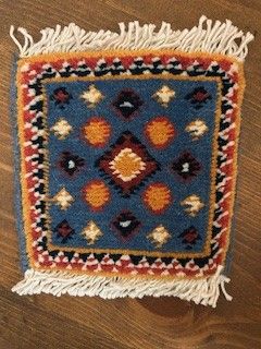 Oriental Rug Table Coaster, Color: Yellow Center Star