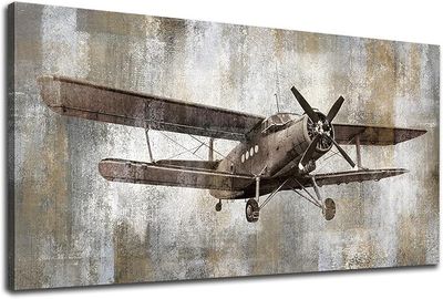 Vintage Airplane Canvas Wall Art