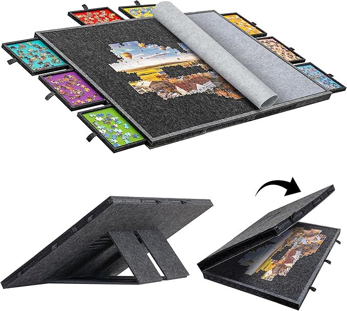 Lightweight &amp; Portable Felt Puzzle Table with Built-in