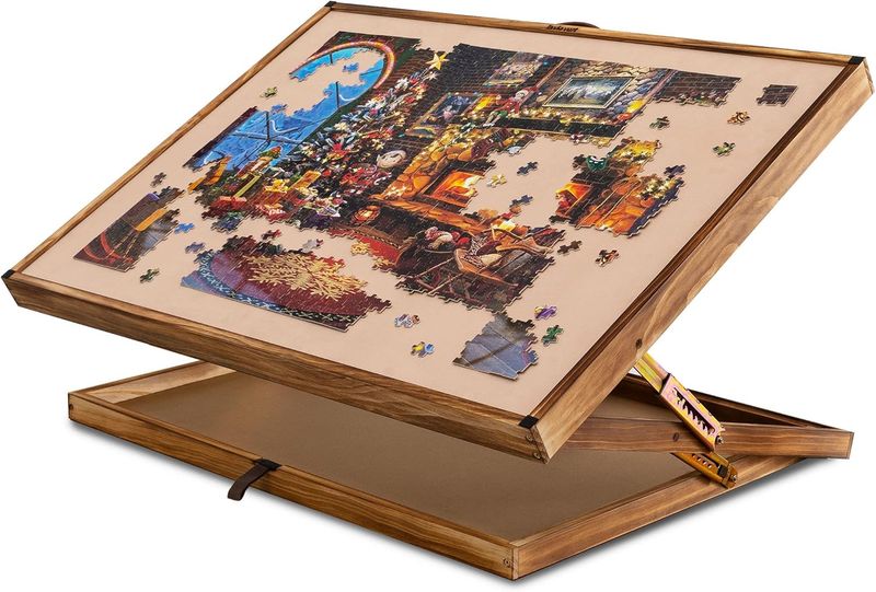 Lavievert 2 in 1 Adjustable Wooden Jigsaw Puzzle Board