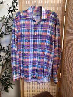 ETRO Splotched/Plaid Lightweight Linen Button Up Luxury Shirt