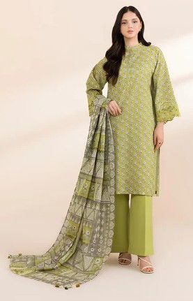 SAPPHIRE 3 PIECE EMBROIDERED CAMBRIC SUIT, Small