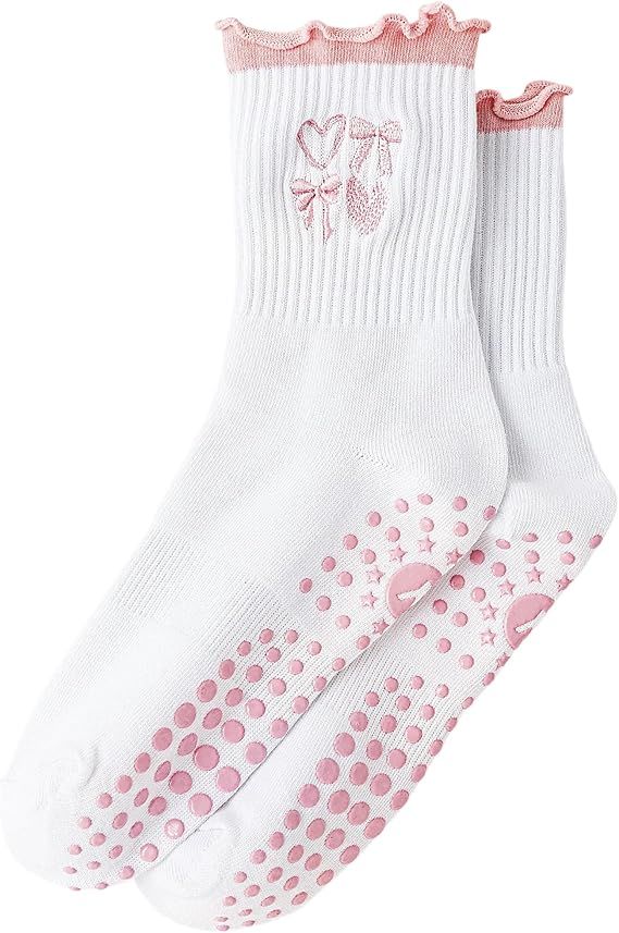 Yawlsow Cute Pilates Grip Socks, Pink