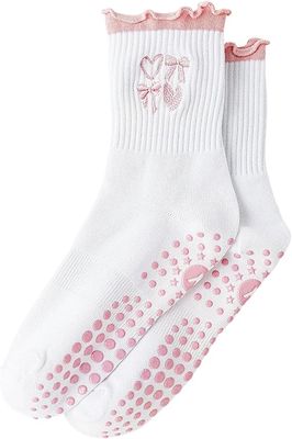 Yawlsow Cute Pilates Grip Socks, Pink