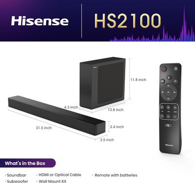 Hisense HS2100 2.1 Channel 240W Soundbar
