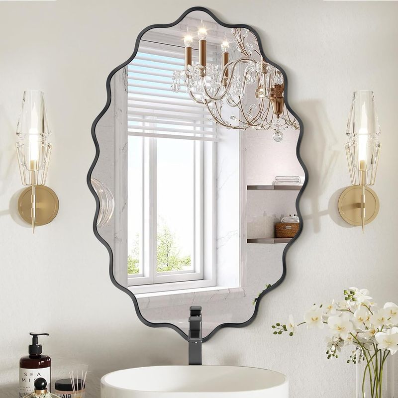 Dorlicecass Oval Wavy Irregular Wall Mirror, 22"x30"
