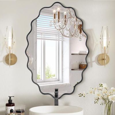 Dorlicecass Oval Wavy Irregular Wall Mirror, 22"x30"
