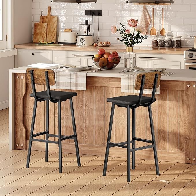 HOOBRO Upholstered Tall Breakfast Stools, Set of 2