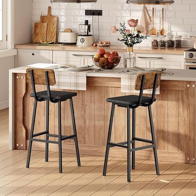 HOOBRO Upholstered Tall Breakfast Stools, Set of 2