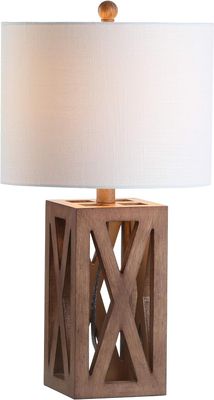 *Imperfect* JONATHAN Y 21.5" Brown Farmhouse Wood Table Lamp