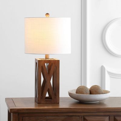 *Imperfect* JONATHAN Y 21.5" Brown Farmhouse Wood Table Lamp