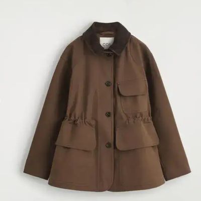 COS Women's Brown Suede-Collar Field Jacket; Sz Small