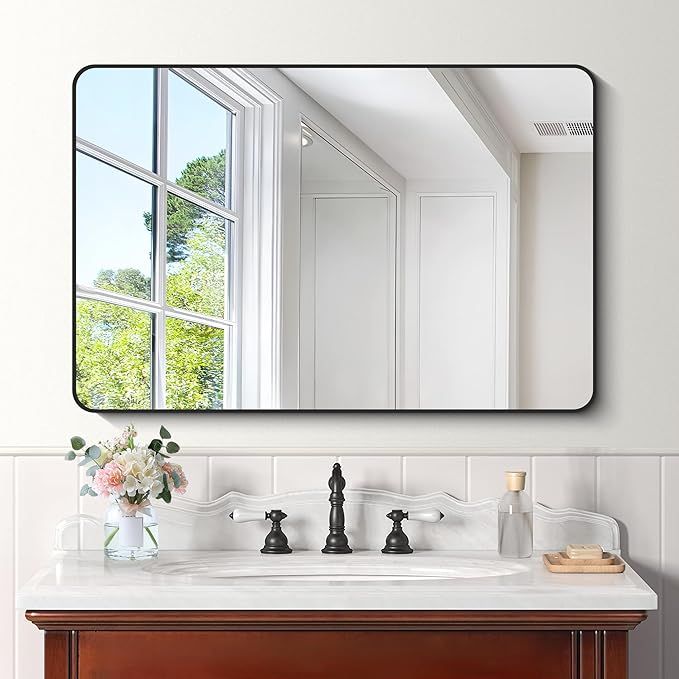 CIVENO 24"x36" Black Rectangle Bathroom Wall Mirror