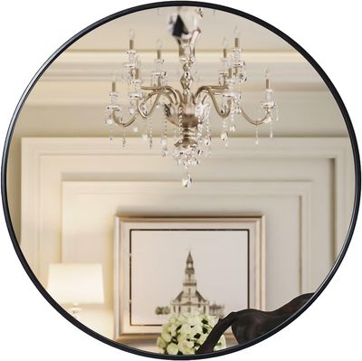 Growsun 28 inch Black Round Mirror