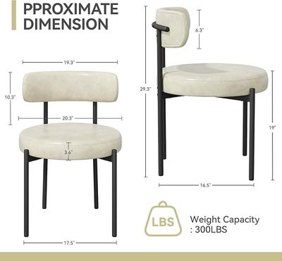 Set of 2; Nalupatio Round Boucle Dining Chairs