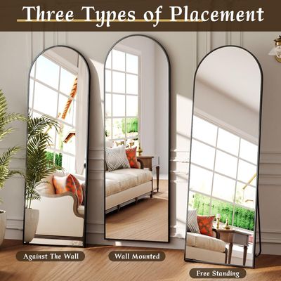 BEAUTYPEAK Full Length Mirror 58"x18", Arched Mirror; Black