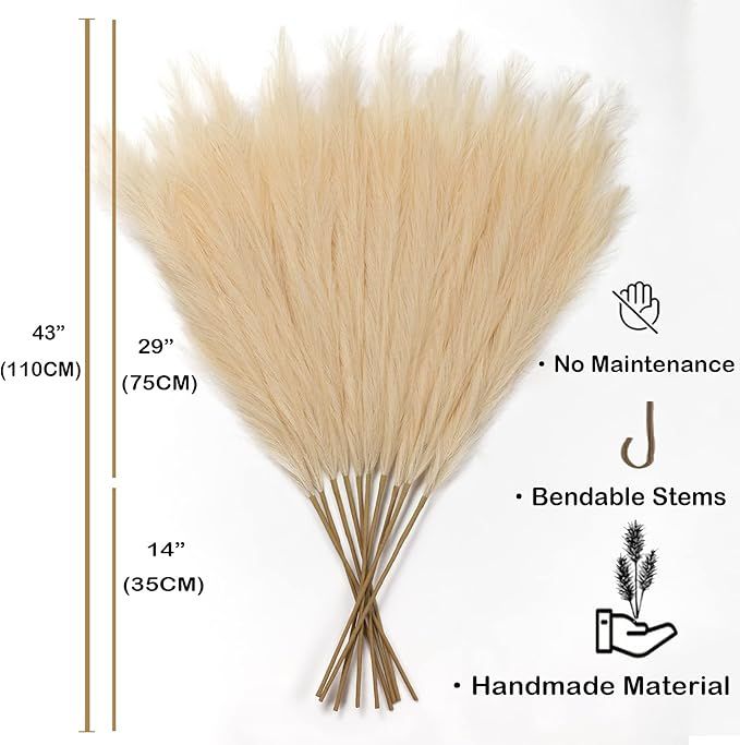 EVODIS 43"/110cm Faux Pampas Grass Decor