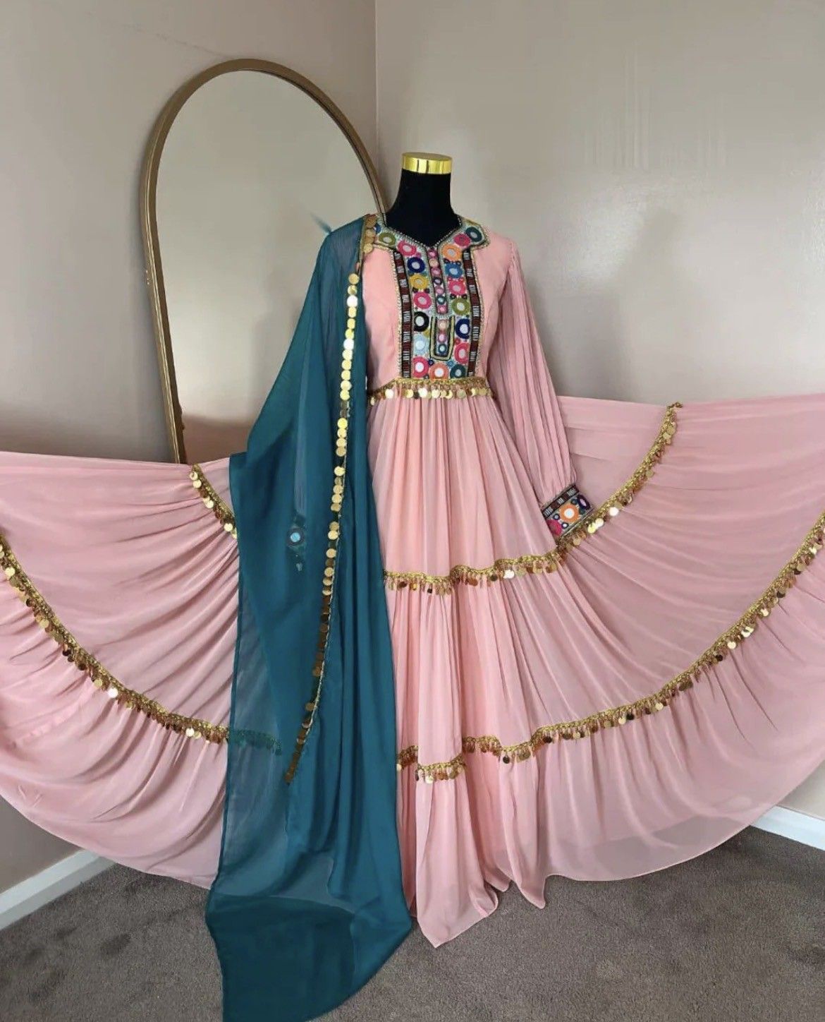 Afghan Long Kochi Maxi Indian Style Arabic Dress, 2 pc