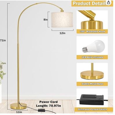 Seaside Village Gold Arc Floor Lamp