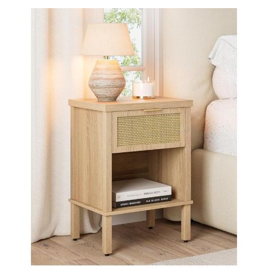 *Imperfect* Apetaccat Rattan Nightstand with Drawer