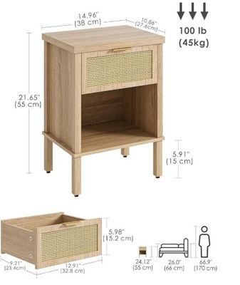 *Imperfect* Rattan Nightstand with Drawer