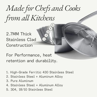 Made In Cookware 3.5 Quart Stainless Steel Saute Pan