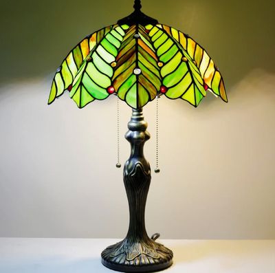 Tiffany Antique Stained Glass Reading Table Lamp