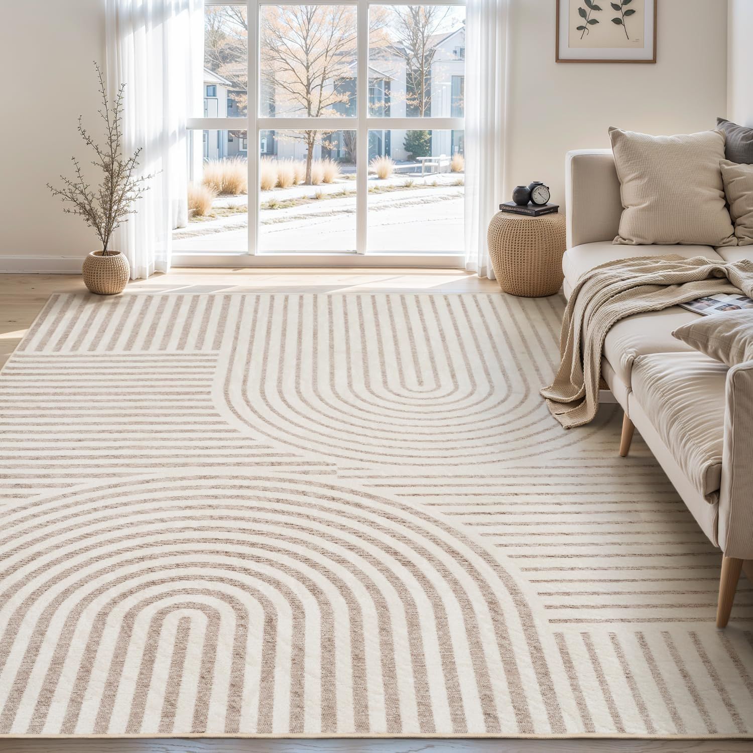 RESARE 9'x12' Geometric Jacquard Textured Carpet