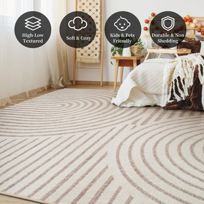 RESARE 9'x12' Geometric Jacquard Textured Carpet