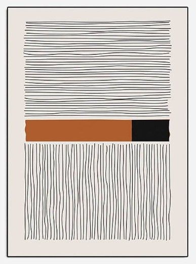 16"x24" Abstract Color Block Line Canvas w/ Wooden Frame