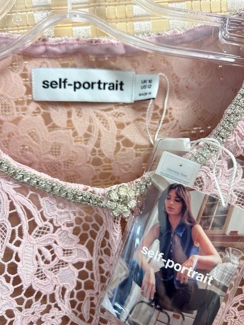 Self-Portrait Pink Floral Guipure Cropped Jacket us Size 12