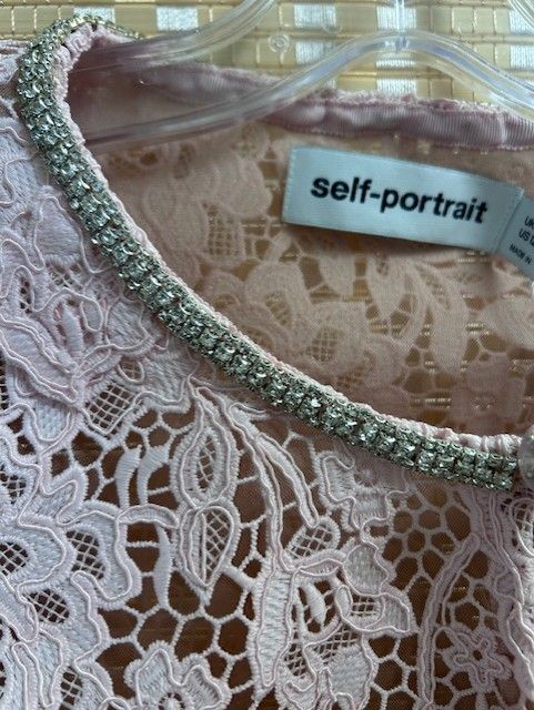 Self-Portrait Pink Floral Guipure Cropped Jacket us Size 12