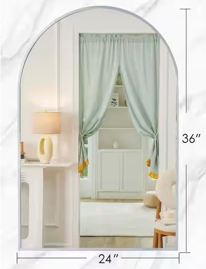 24 in. W x 36 in. H Arched Framed Bathroom Vanity Mirror