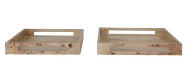 *Imperfect* Creative Co-op Burl Wood Veneer Trays, Set of 2