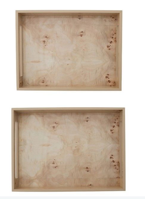 *Imperfect* Creative Co-op Burl Wood Veneer Trays, Set of 2