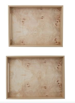 *Imperfect* Creative Co-op Burl Wood Veneer Trays, Set of 2