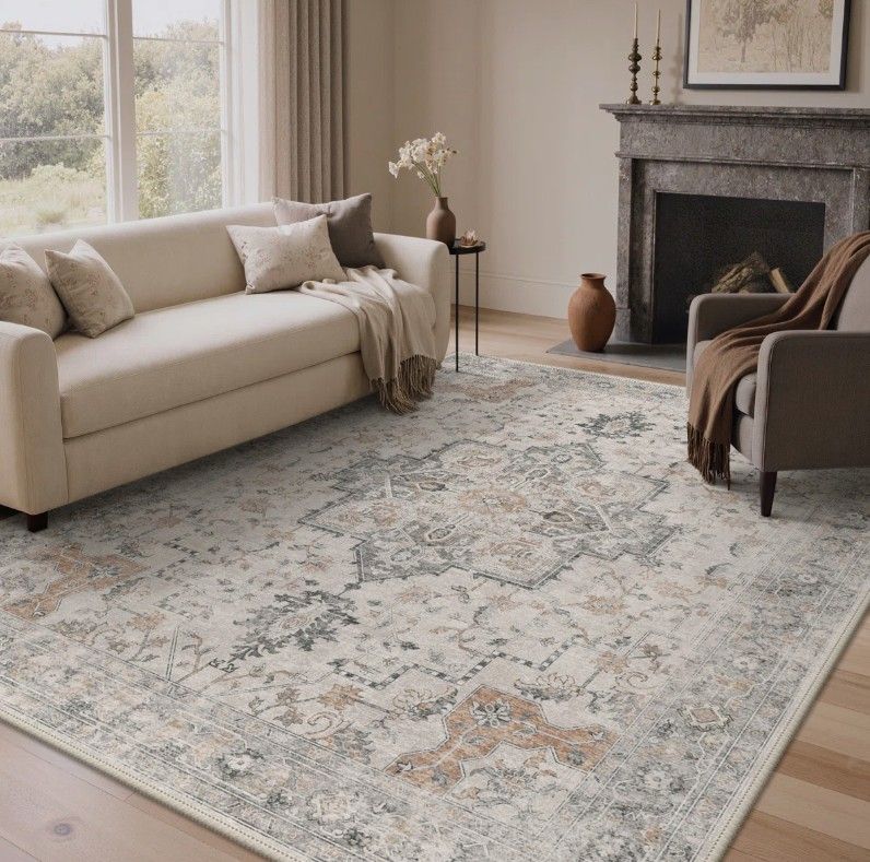 Pink Bungalow 9'x12' Roehit Beige/Brown Area Rug