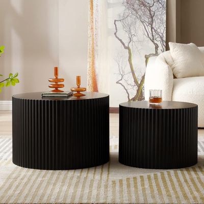 kevinplus Black Round Nesting Coffee Table