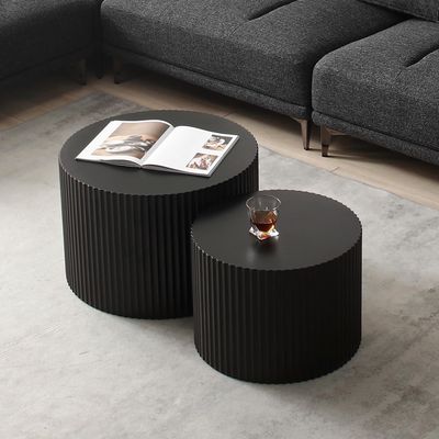 kevinplus Black Round Nesting Coffee Table