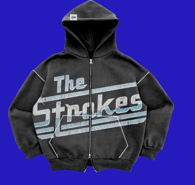 "The Strokes" Oversized Custom Double Zip Magna Hoodie, Large