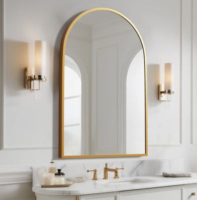 Margulies Metal Arch Mirror; Gold 36" x 24"