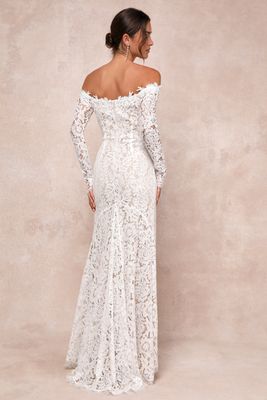 Lulus Romance Dreamer White Lace Maxi Dress; XS
