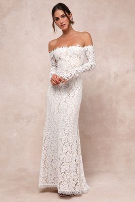 Lulus Romance Dreamer White Lace Maxi Dress; XS